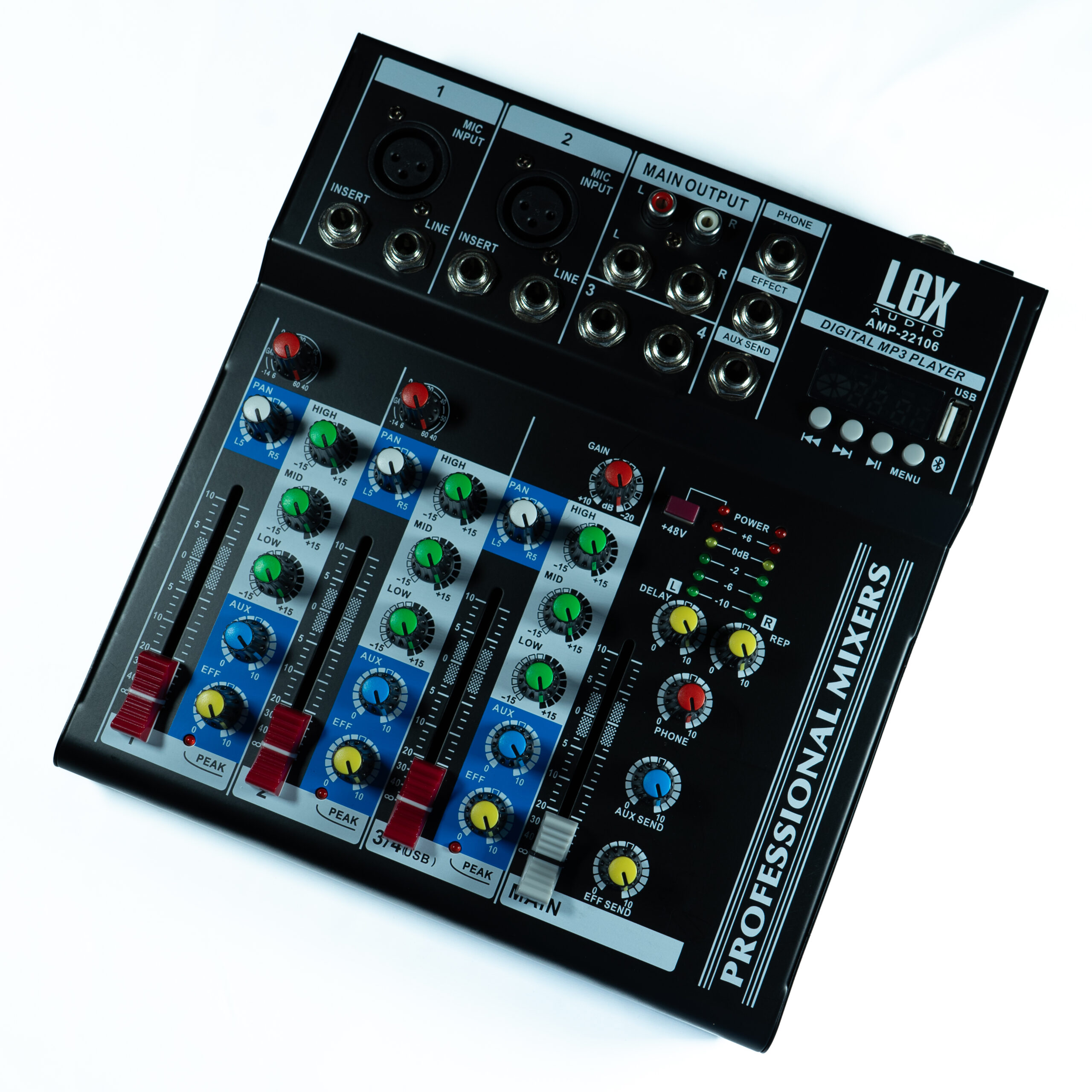 Mixer de 4 canales Lex Audio AMP-22106 El Zorro Electronico